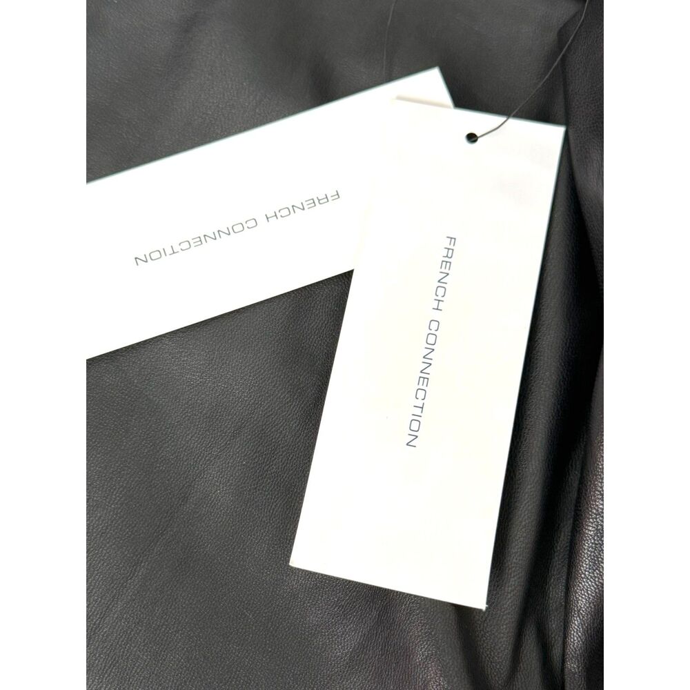 NWT French Connection Black Faux Leather Straight Leg Pants | Size 8 - Picture 7 of 9